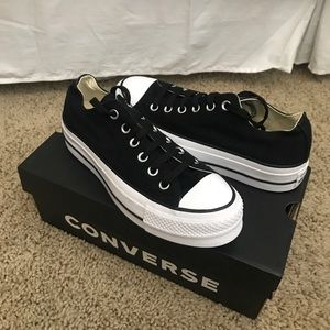 Brand New Black Low Top Platform Converse